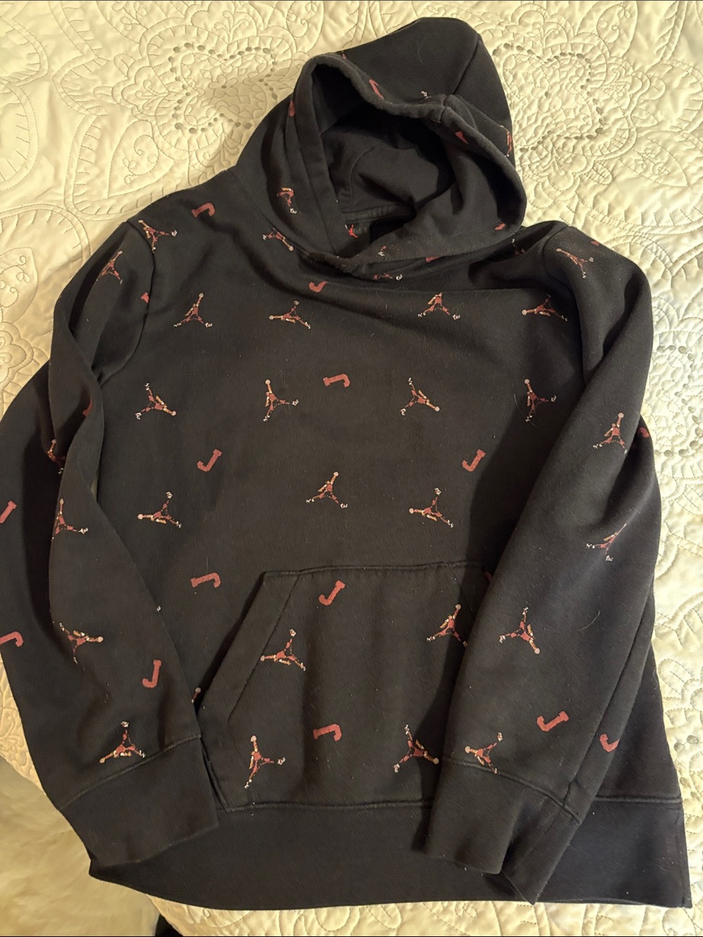 Jordan Black Hoodie with Red Jumpman Pattern
